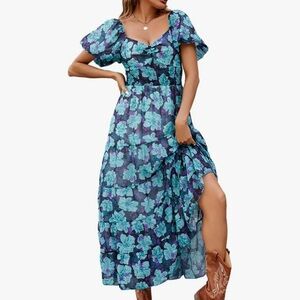 Floral Blue and Purple Maxi Dress